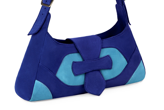 French elegance and refinement for this electric blue medium dress handbag, 
                available in many subtle leather and colour combinations. This charming, highly original and singular bag is 
sure to express your unique personality.
It's spacious without being too small or too big.
Its many interior pockets will help you organise your storage. 
                Matching pumps, strap shoes and sandals.    
                You can customize this handbag to perfectly match your tastes or needs, and have a unique model.  
                Choice of leathers and colours. 
                Wide range of materials and shades carefully chosen.